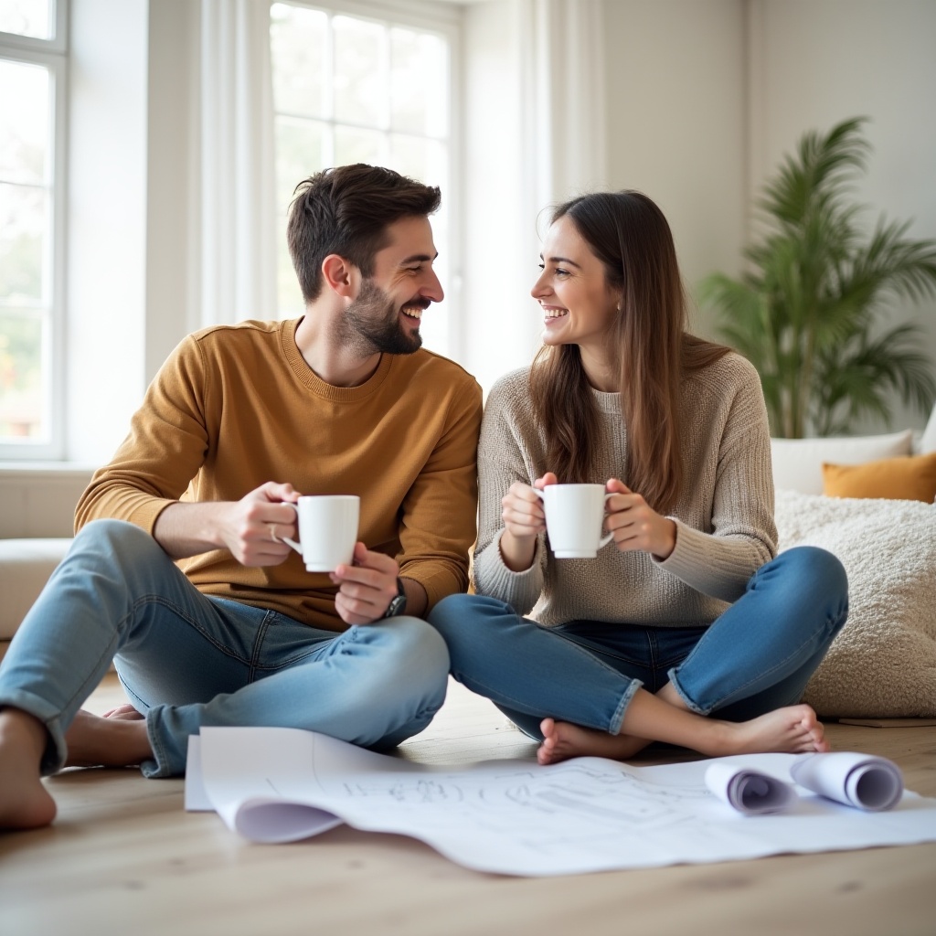 Pareja joven en su primera vivienda